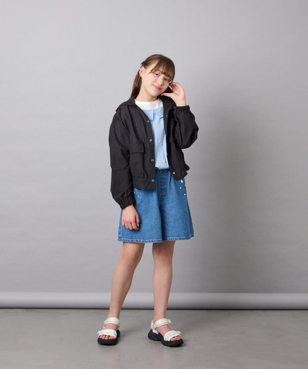 KJJGD55059 a.v.v KIDS(アー・ヴェ・ヴェ) [130-160]フード付きシアーサマージャケット ブラック