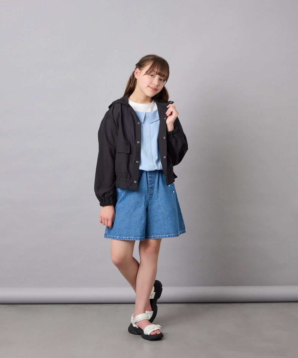 KJJGD55059 a.v.v KIDS(アー・ヴェ・ヴェ) [130-160]フード付きシアーサマージャケット ブラック