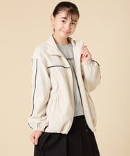KJJJA40059 a.v.v KIDS(アー・ヴェ・ヴェ) [130-160]配色ラインギャザーブルゾン ベージュ