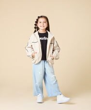 KJJJA40059 a.v.v KIDS(アー・ヴェ・ヴェ) [130-160]配色ラインギャザーブルゾン ベージュ