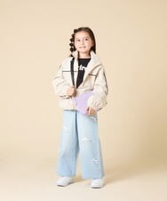 KJJJA40059 a.v.v KIDS(アー・ヴェ・ヴェ) [130-160]配色ラインギャザーブルゾン ベージュ