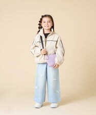 KJJJA40059 a.v.v KIDS(アー・ヴェ・ヴェ) [130-160]配色ラインギャザーブルゾン ベージュ