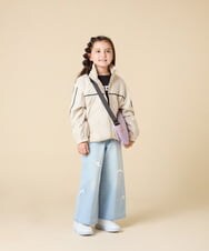KJJJA40059 a.v.v KIDS(アー・ヴェ・ヴェ) [130-160]配色ラインギャザーブルゾン ベージュ
