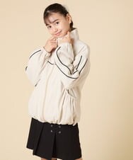KJJJA40059 a.v.v KIDS(アー・ヴェ・ヴェ) [130-160]配色ラインギャザーブルゾン ベージュ
