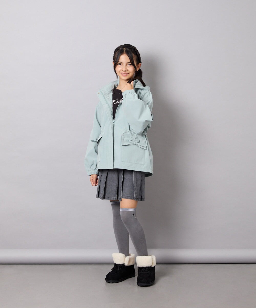 KJJJD01059 a.v.v KIDS(アー・ヴェ・ヴェ) [130-160]【洗える/フード取り外し可】リボンポケットマウンパ ミント