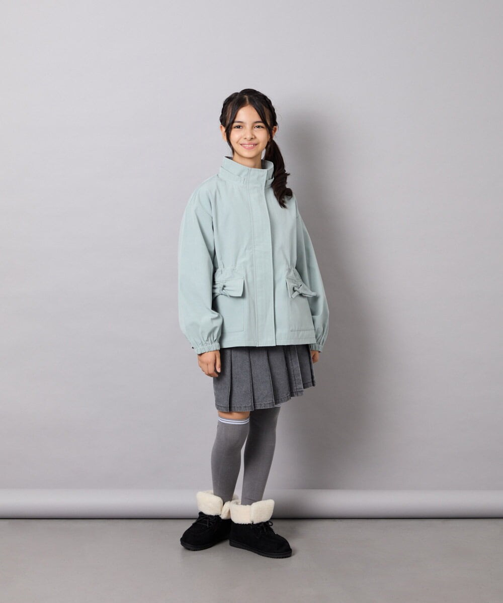 KJJJD01059 a.v.v KIDS(アー・ヴェ・ヴェ) [130-160]【洗える/フード取り外し可】リボンポケットマウンパ ミント