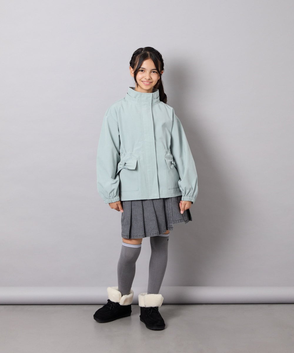KJJJD01059 a.v.v KIDS(アー・ヴェ・ヴェ) [130-160]【洗える/フード取り外し可】リボンポケットマウンパ ミント
