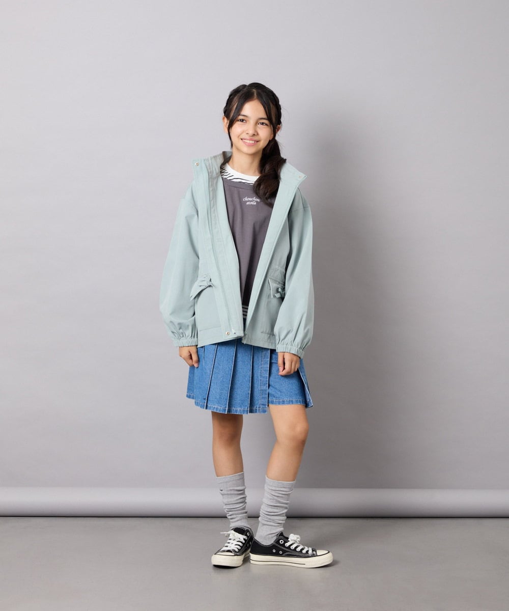 KJJJD01059 a.v.v KIDS(アー・ヴェ・ヴェ) [130-160]【洗える/フード取り外し可】リボンポケットマウンパ ミント