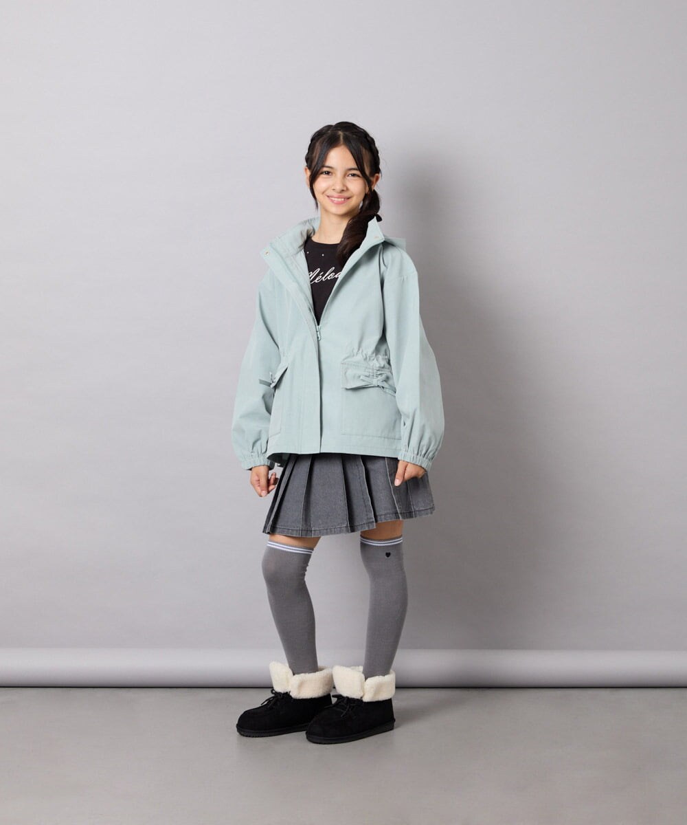 KJJJD01059 a.v.v KIDS(アー・ヴェ・ヴェ) [130-160]【洗える/フード取り外し可】リボンポケットマウンパ ミント