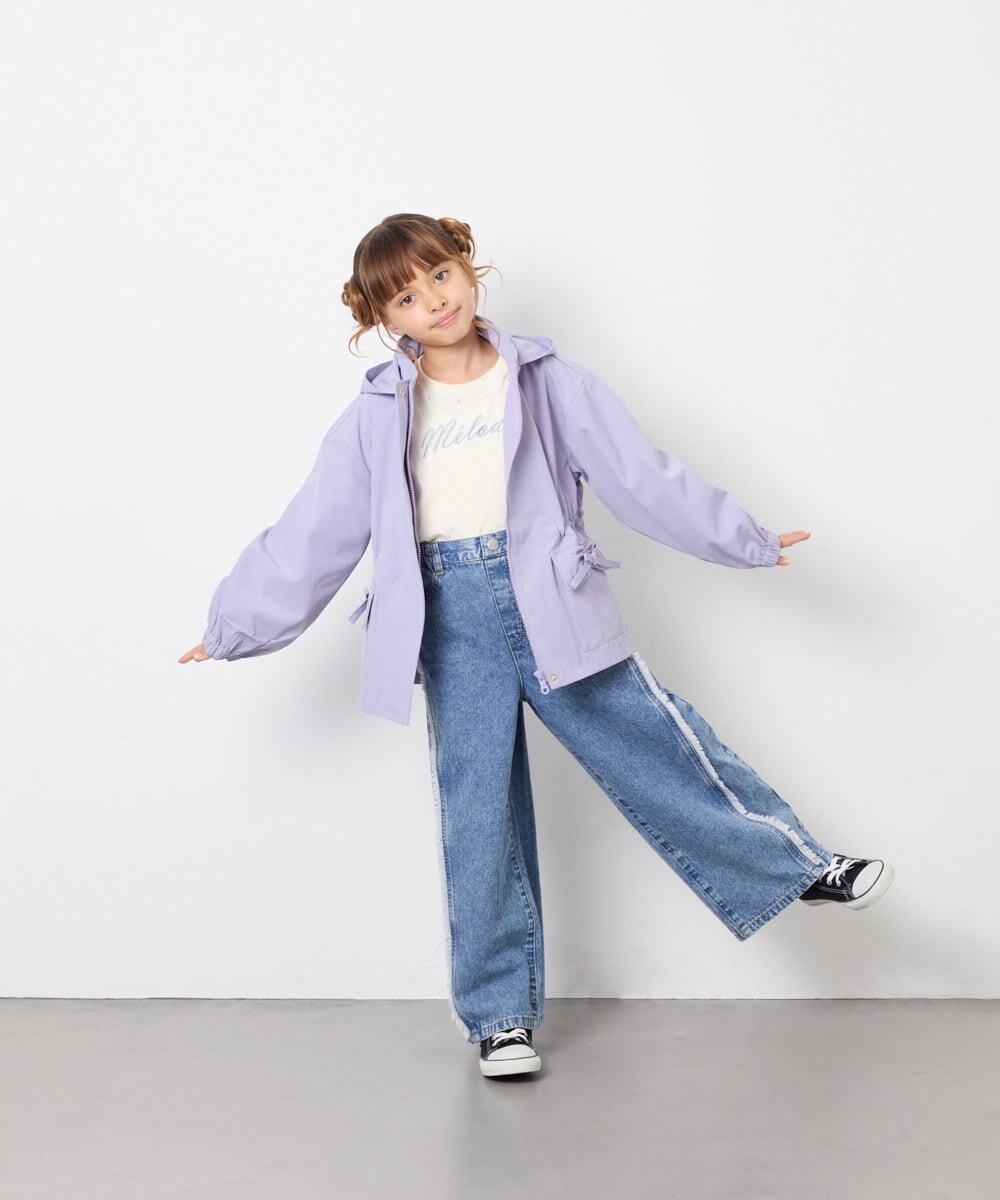 KJJJD01059 a.v.v KIDS(アー・ヴェ・ヴェ) [130-160]【洗える/フード取り外し可】リボンポケットマウンパ ラベンダー