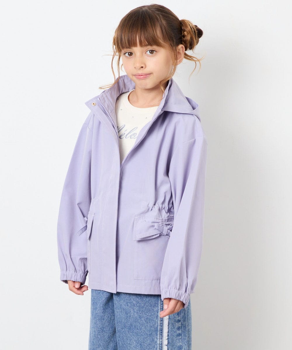 KJJJD01059 a.v.v KIDS(アー・ヴェ・ヴェ) [130-160]【洗える/フード取り外し可】リボンポケットマウンパ ラベンダー