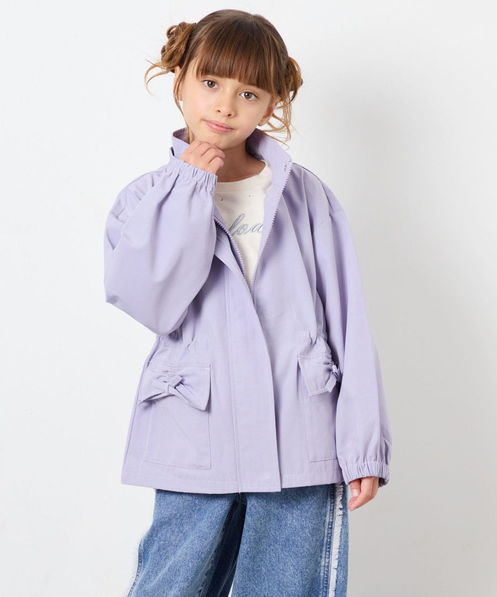 KJJJD01059 a.v.v KIDS(アー・ヴェ・ヴェ) [130-160]【洗える/フード取り外し可】リボンポケットマウンパ ラベンダー