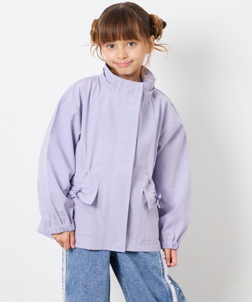KJJJD01059 a.v.v KIDS(アー・ヴェ・ヴェ) [130-160]【洗える/フード取り外し可】リボンポケットマウンパ ラベンダー
