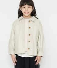 KJJJN22044 a.v.v KIDS(アー・ヴェ・ヴェ) [140-150]【洗える】フェイクレザーCPOジャケット ベージュ