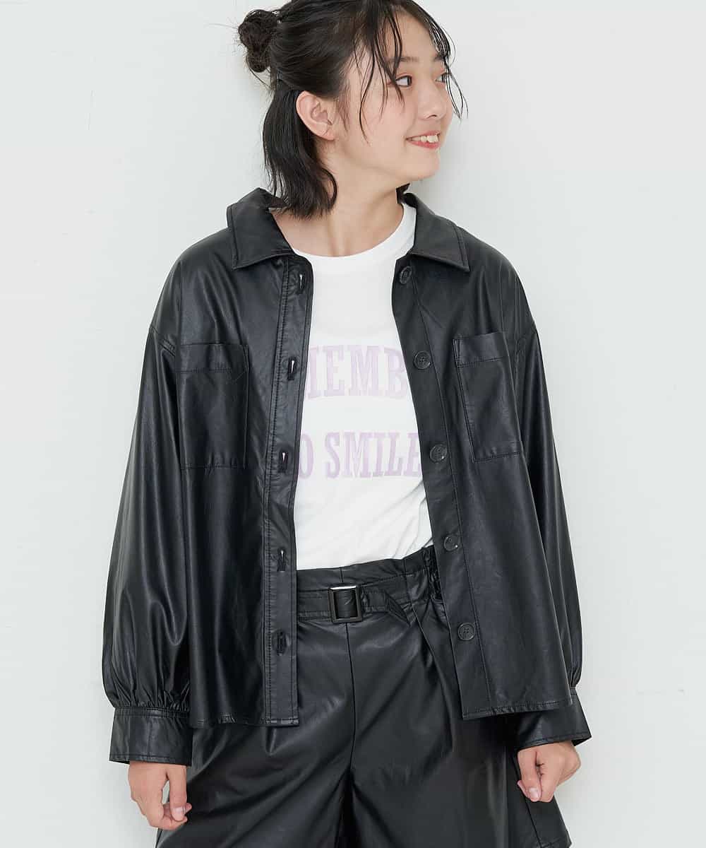 KJJJO22049 a.v.v KIDS(アー・ヴェ・ヴェ) [160]【洗える】フェイクレザーCPOジャケット[WEB限定サイズ] ブラック
