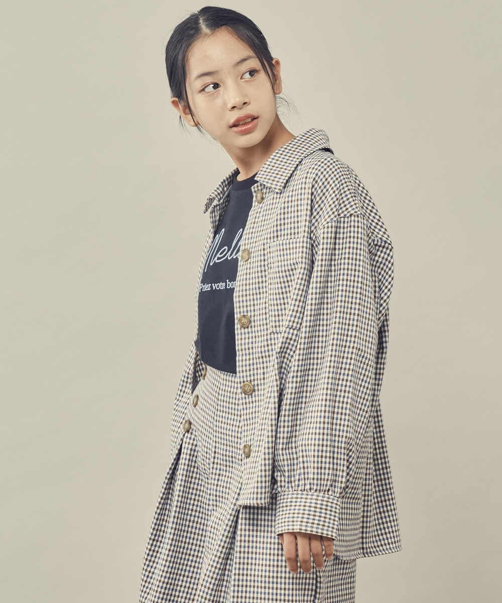 KJJJP34039 a.v.v KIDS(アー・ヴェ・ヴェ) [120-130]チェック柄CPOジャケット ライトブルー