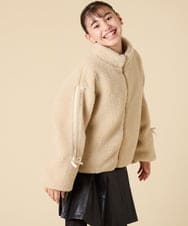 KJJKA01069 a.v.v KIDS(アー・ヴェ・ヴェ) [120-160]ラインスリーブボアブルゾン ライトブルー