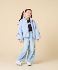 KJJKA01069 a.v.v KIDS(アー・ヴェ・ヴェ) [120-160]ラインスリーブボアブルゾン ライトブルー