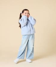 KJJKA01069 a.v.v KIDS(アー・ヴェ・ヴェ) [120-160]ラインスリーブボアブルゾン ライトブルー