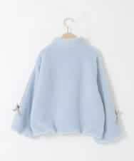 KJJKA01069 a.v.v KIDS(アー・ヴェ・ヴェ) 【お家で洗える/ラインリボンがカワイイ/今から冬まで長く着られる】[120-160]ラインスリーブボアブルゾン ライトブルー