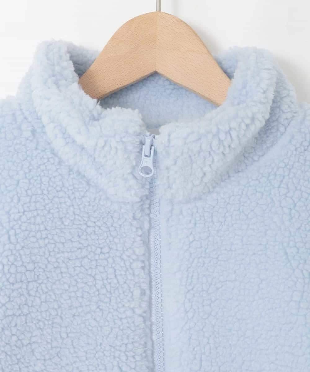 KJJKA01069 a.v.v KIDS(アー・ヴェ・ヴェ) 【お家で洗える/ラインリボンがカワイイ/今から冬まで長く着られる】[120-160]ラインスリーブボアブルゾン ライトブルー