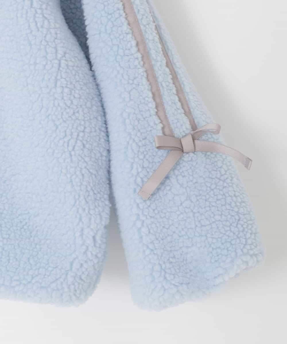 KJJKA01069 a.v.v KIDS(アー・ヴェ・ヴェ) 【お家で洗える/ラインリボンがカワイイ/今から冬まで長く着られる】[120-160]ラインスリーブボアブルゾン ライトブルー