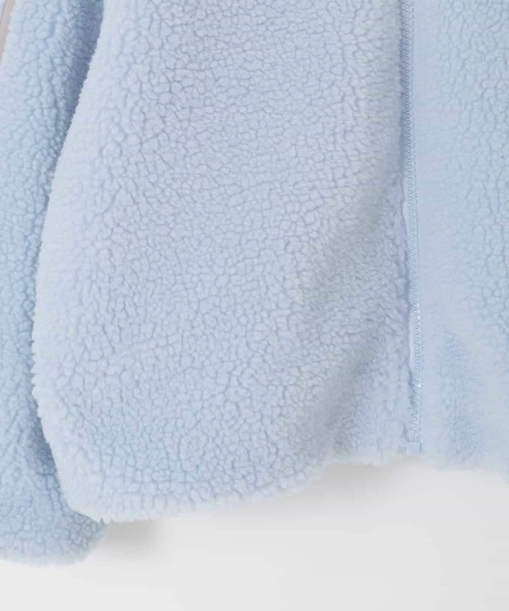 KJJKA01069 a.v.v KIDS(アー・ヴェ・ヴェ) 【お家で洗える/ラインリボンがカワイイ/今から冬まで長く着られる】[120-160]ラインスリーブボアブルゾン ライトブルー