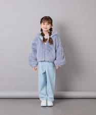 KJJKD15059 a.v.v KIDS(アー・ヴェ・ヴェ) [130-160]【洗える】フェイクファーパーカー ライトブルー