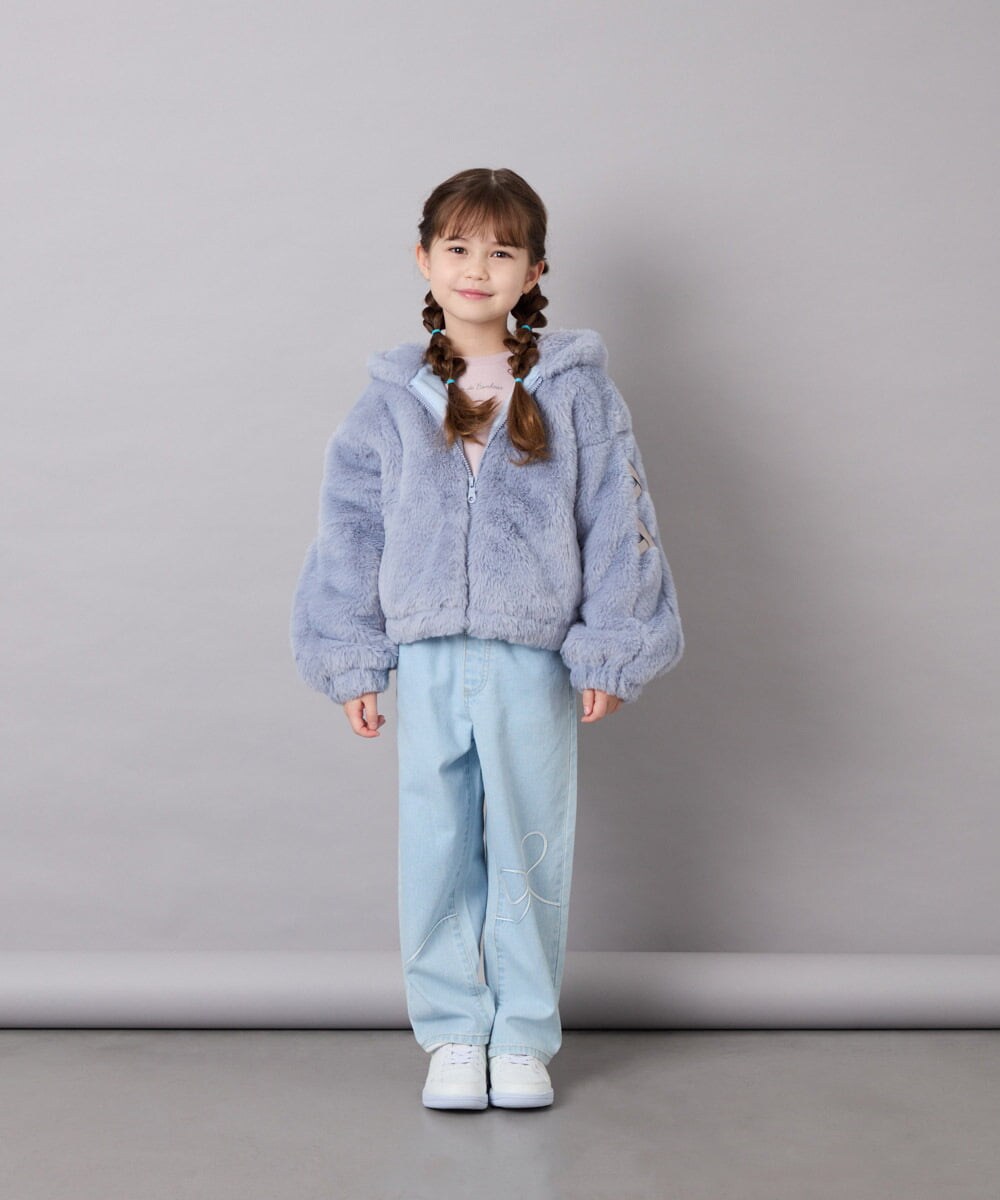 KJJKD15059 a.v.v KIDS(アー・ヴェ・ヴェ) [130-160]【洗える】フェイクファーパーカー ライトブルー