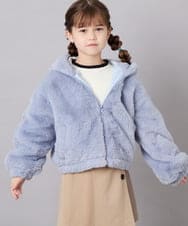 KJJKD15059 a.v.v KIDS(アー・ヴェ・ヴェ) [130-160]【洗える】フェイクファーパーカー ライトブルー