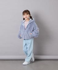 KJJKD15059 a.v.v KIDS(アー・ヴェ・ヴェ) [130-160]【洗える】フェイクファーパーカー ライトブルー