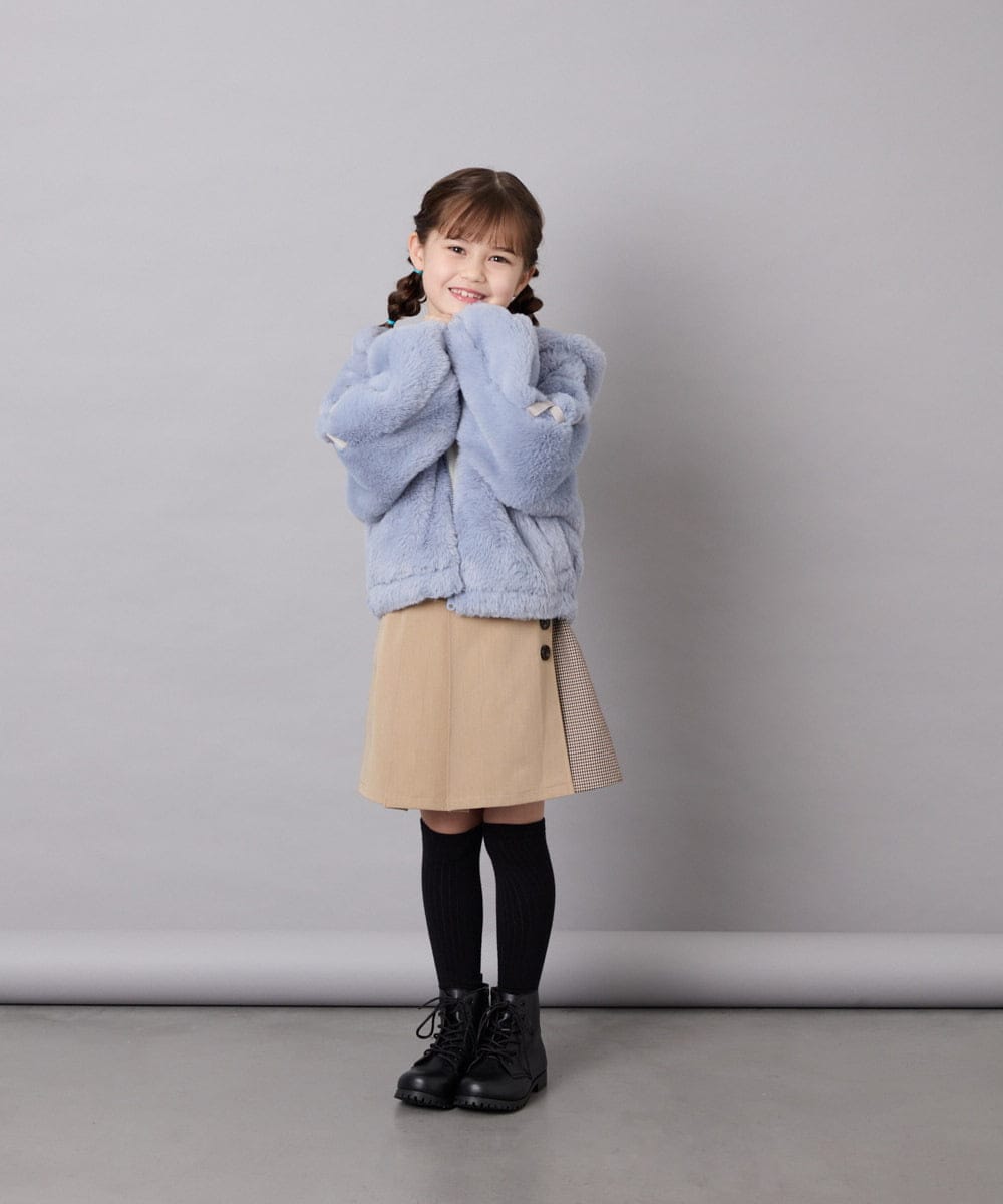 KJJKD15059 a.v.v KIDS(アー・ヴェ・ヴェ) [130-160]【洗える】フェイクファーパーカー ライトブルー
