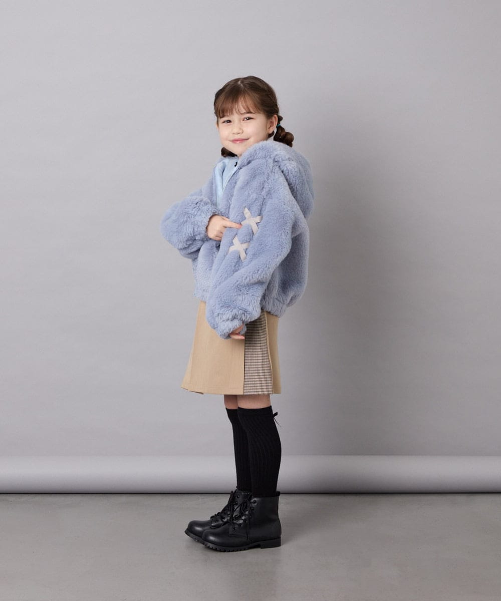 KJJKD15059 a.v.v KIDS(アー・ヴェ・ヴェ) [130-160]【洗える】フェイクファーパーカー ライトブルー