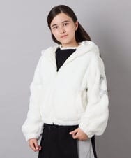 KJJKD15059 a.v.v KIDS(アー・ヴェ・ヴェ) [130-160]【洗える】フェイクファーパーカー アイボリー