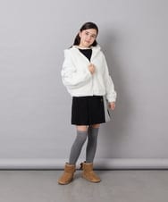 KJJKD15059 a.v.v KIDS(アー・ヴェ・ヴェ) [130-160]【洗える】フェイクファーパーカー アイボリー