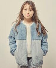 KJJKP40049 a.v.v KIDS(アー・ヴェ・ヴェ) [100-130]ボア切り替えキルティングジャケット ライトブルー