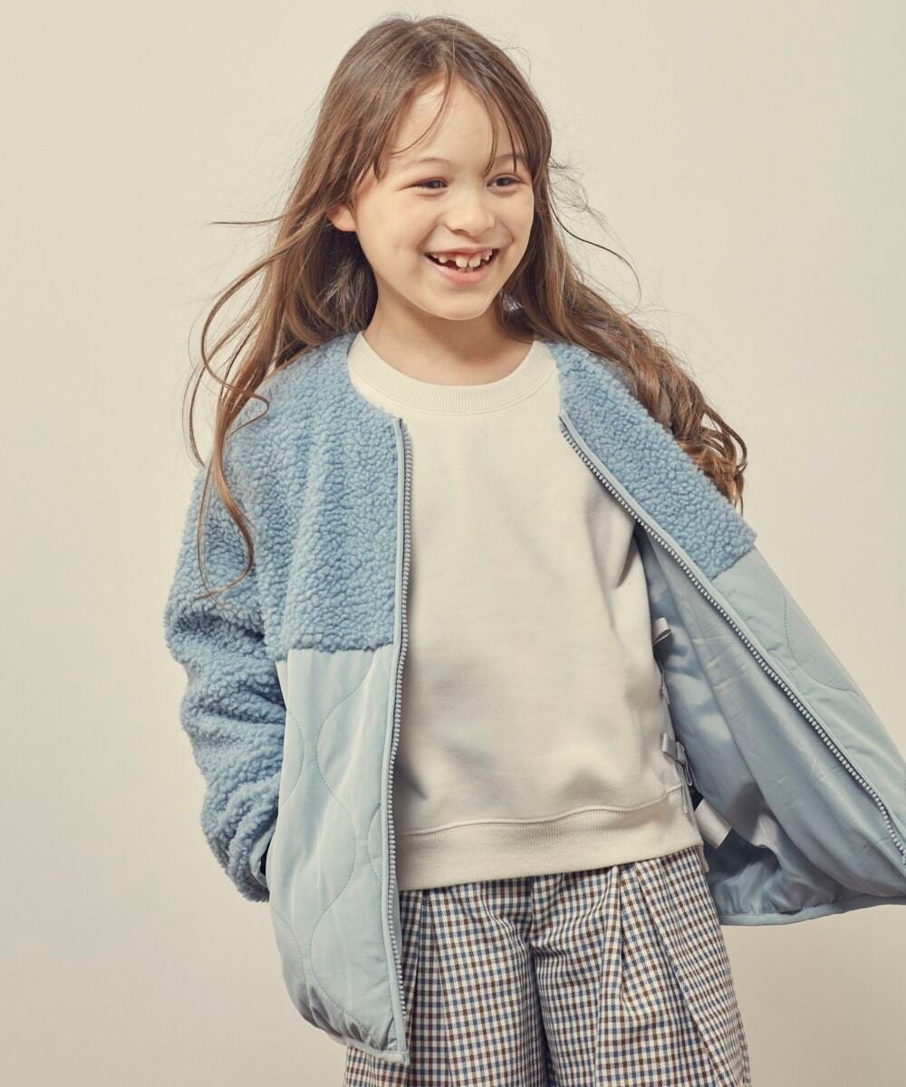 KJJKP40049 a.v.v KIDS(アー・ヴェ・ヴェ) [100-130]ボア切り替えキルティングジャケット ライトブルー