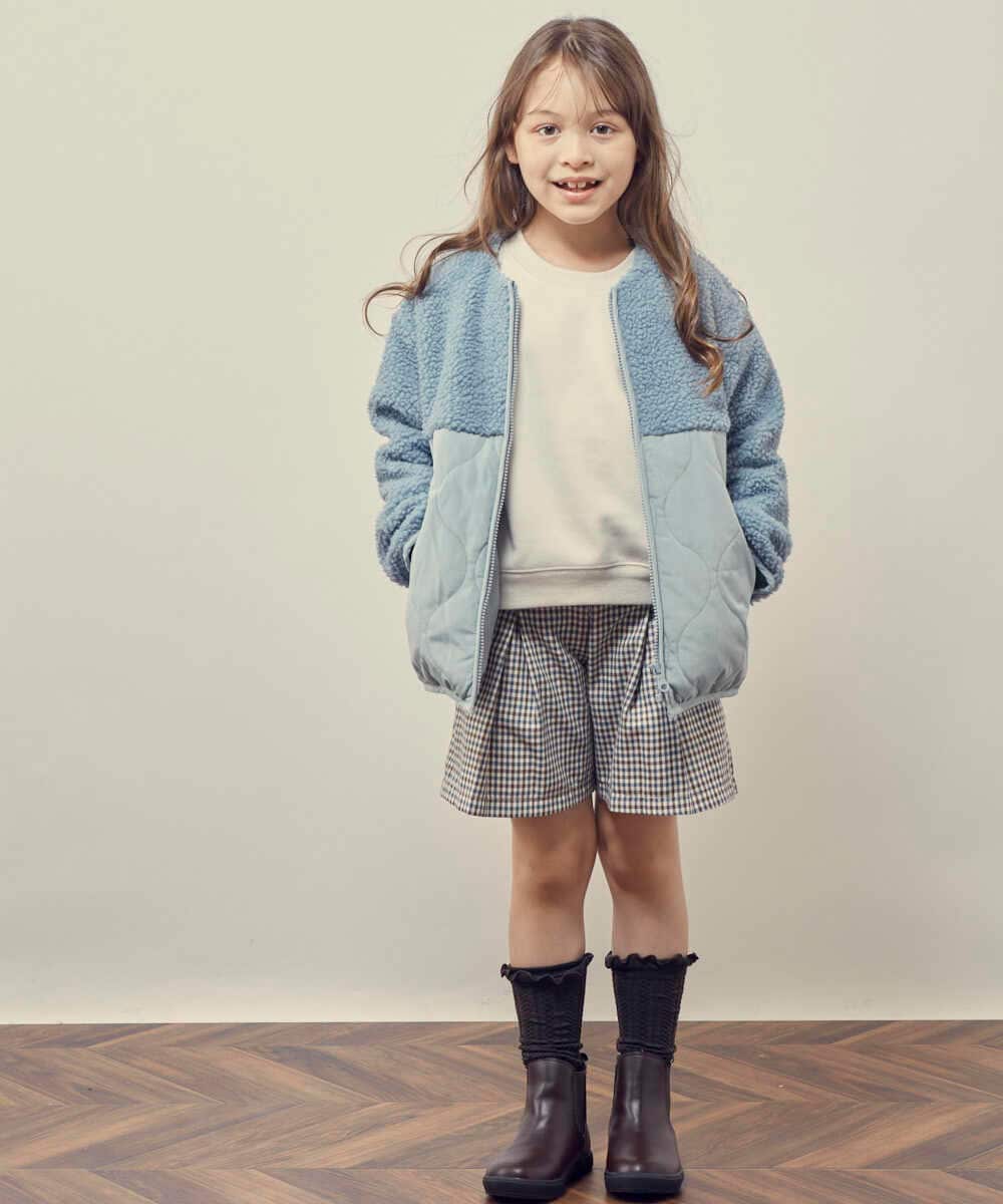 KJJKP40049 a.v.v KIDS(アー・ヴェ・ヴェ) [100-130]ボア切り替えキルティングジャケット ライトブルー
