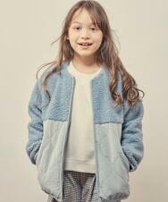 KJJKQ40054 a.v.v KIDS(アー・ヴェ・ヴェ) [140-150]ボア切り替えキルティングジャケット ベージュ