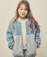KJJKQ40054 a.v.v KIDS(アー・ヴェ・ヴェ) [140-150]ボア切り替えキルティングジャケット ベージュ