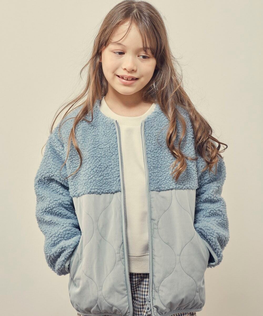 KJJKQ40054 a.v.v KIDS(アー・ヴェ・ヴェ) [140-150]ボア切り替えキルティングジャケット ベージュ