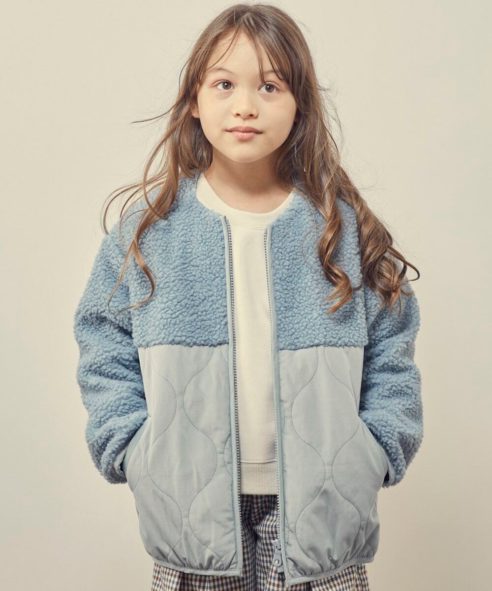KJJKQ40054 a.v.v KIDS(アー・ヴェ・ヴェ) [140-150]ボア切り替えキルティングジャケット ベージュ