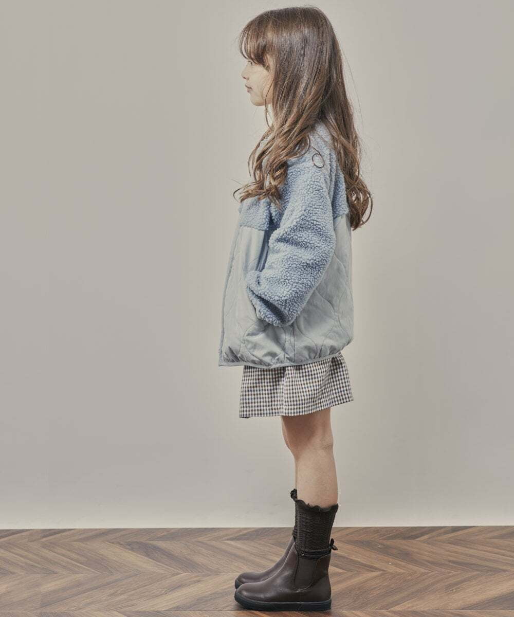 KJJKQ40054 a.v.v KIDS(アー・ヴェ・ヴェ) [140-150]ボア切り替えキルティングジャケット ベージュ
