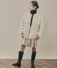 KJJKQ40054 a.v.v KIDS(アー・ヴェ・ヴェ) [140-150]ボア切り替えキルティングジャケット ベージュ