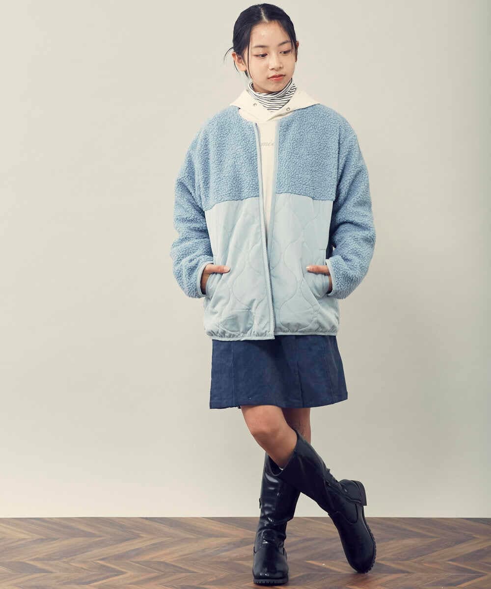 KJJKQ40054 a.v.v KIDS(アー・ヴェ・ヴェ) [140-150]ボア切り替えキルティングジャケット ベージュ