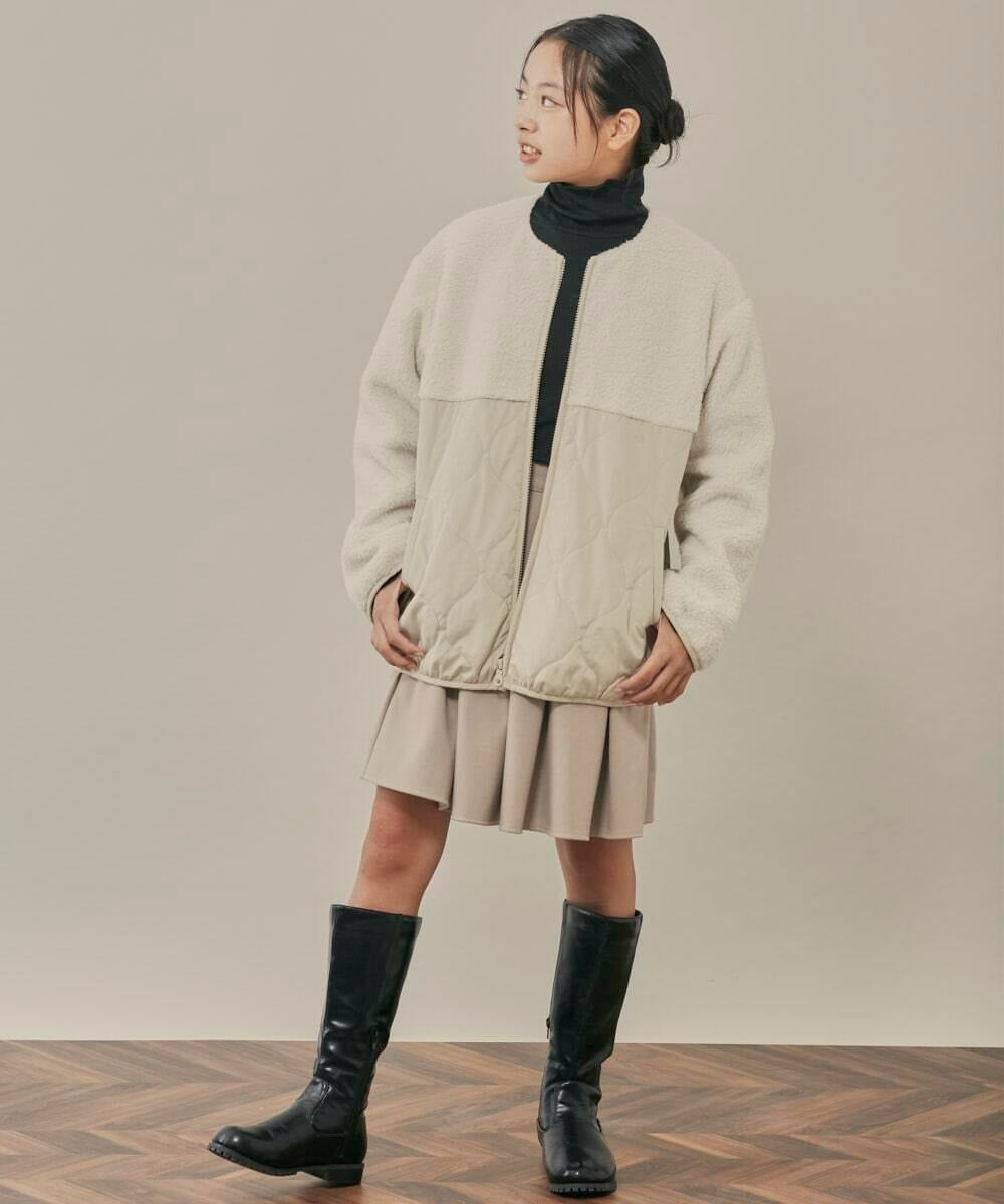 KJJKR40059 a.v.v KIDS(アー・ヴェ・ヴェ) [160]ボア切り替えキルティングジャケット ベージュ