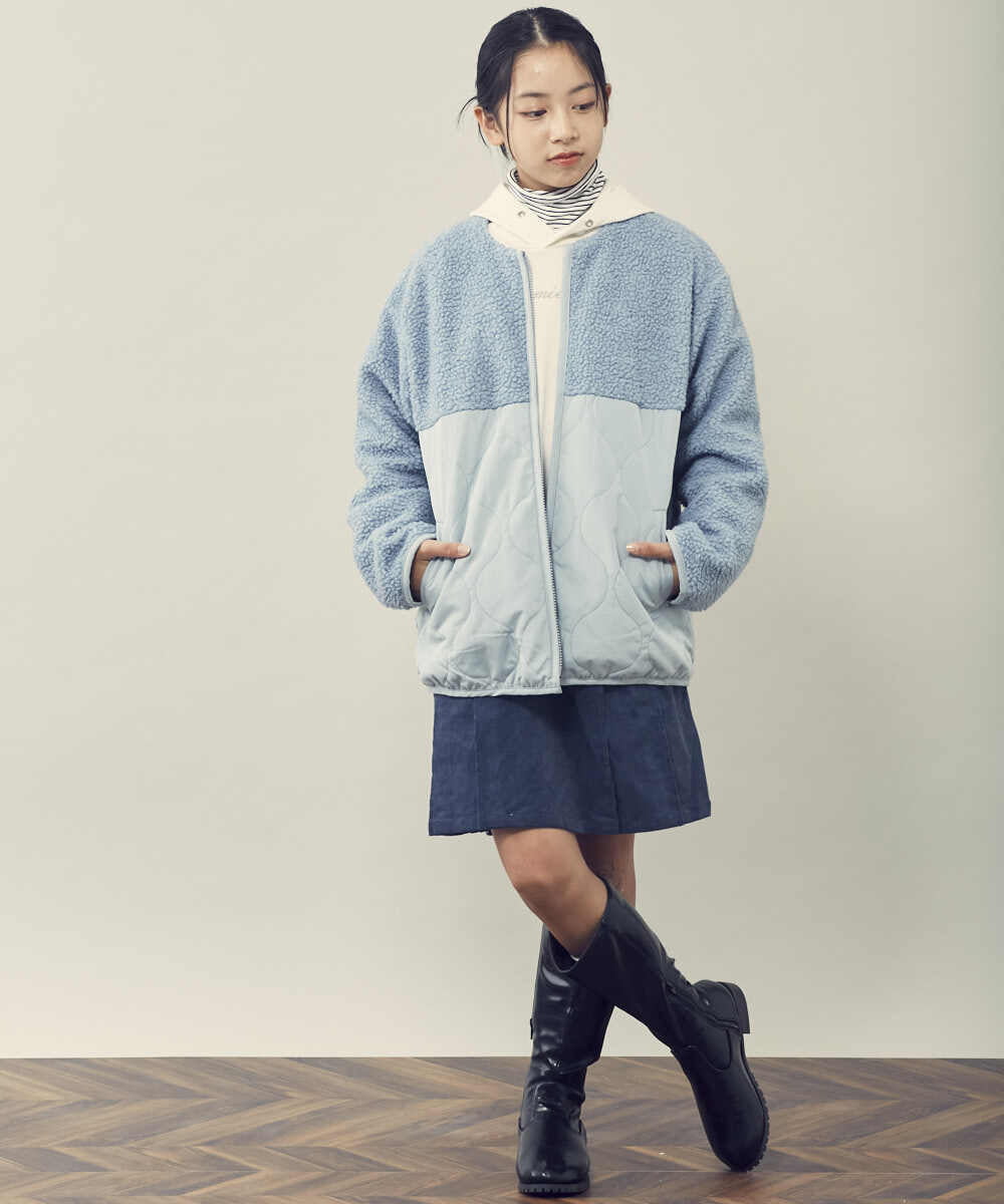 KJJKR40059 a.v.v KIDS(アー・ヴェ・ヴェ) [160]ボア切り替えキルティングジャケット ベージュ