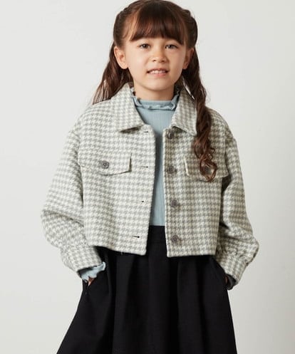 KJJKS44044 a.v.v KIDS [120-130]【セットアップ対応】シャギーチェックショートジャケット