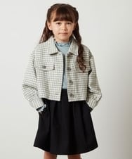 KJJKS44044 a.v.v KIDS(アー・ヴェ・ヴェ) [120-130]【セットアップ対応】シャギーチェックショートジャケット ライトグレー