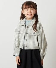 KJJKS44044 a.v.v KIDS(アー・ヴェ・ヴェ) [120-130]【セットアップ対応】シャギーチェックショートジャケット ライトグレー